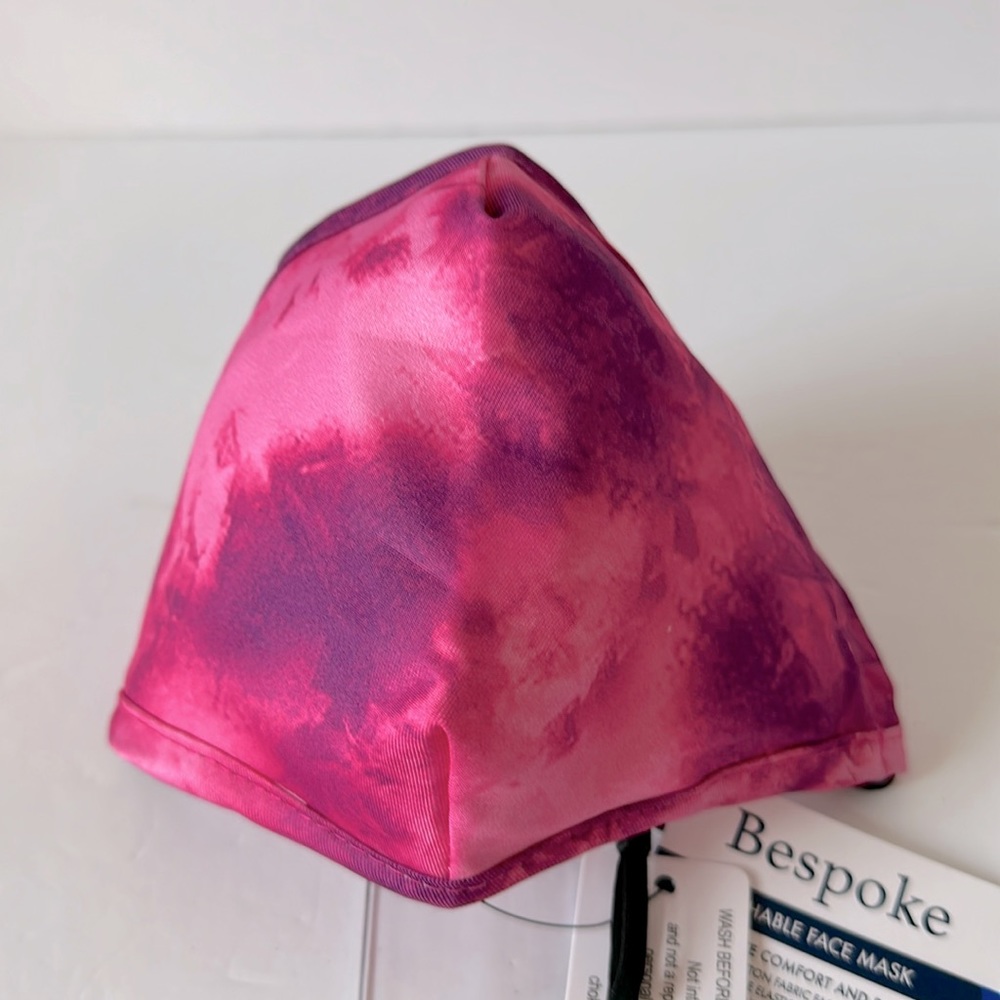 NWT Adult Bespoke Cloth Face Mask Pink/Purple Tie Dye Elastic Ear Loops L/XL